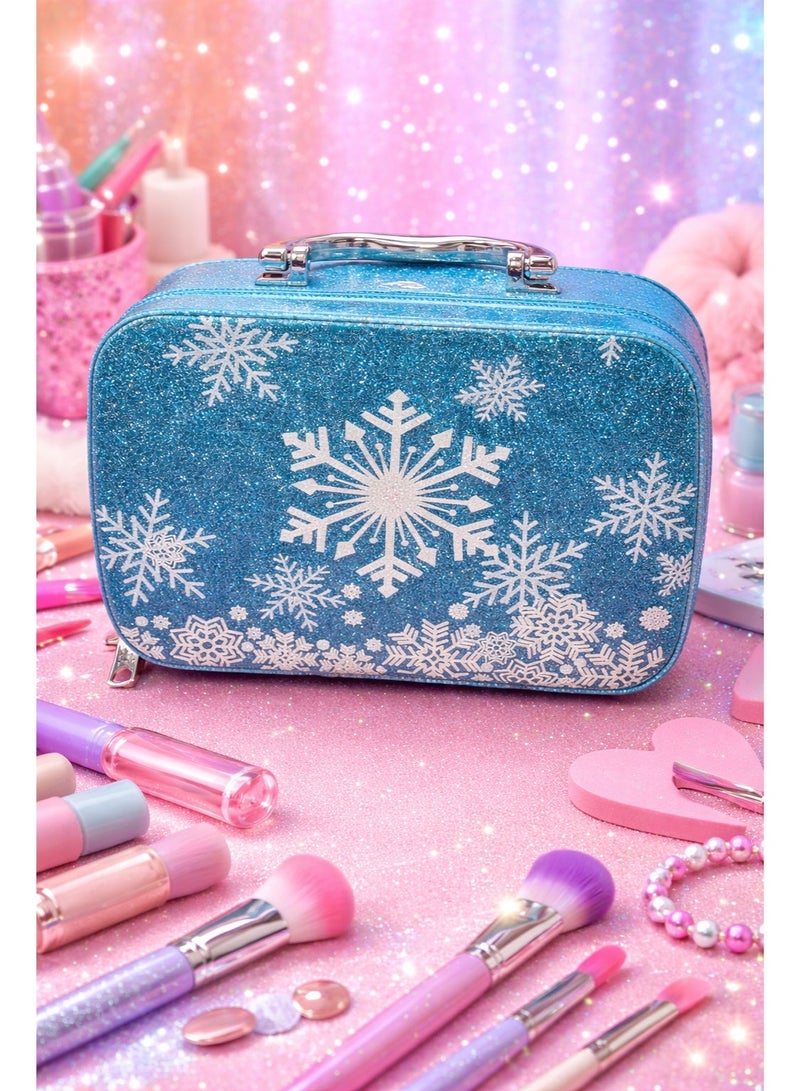 طقم مكياج ولعب تجميلي فاخر للأطفال – مجموعة أميرات 23 قطعة مع حقيبة تخزين، مكياج لعب آمن، إكسسوارات ومجوهرات، هدية مثالية للبنات - Image 2